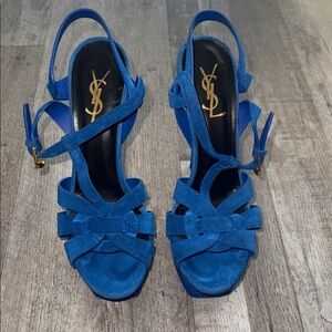 Yves Saint Laurent Vibrant Blue Suede Heels
